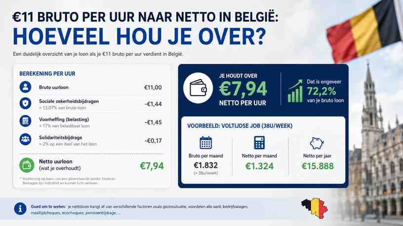 €11 bruto per uur naar netto in België: hoeveel hou je over?