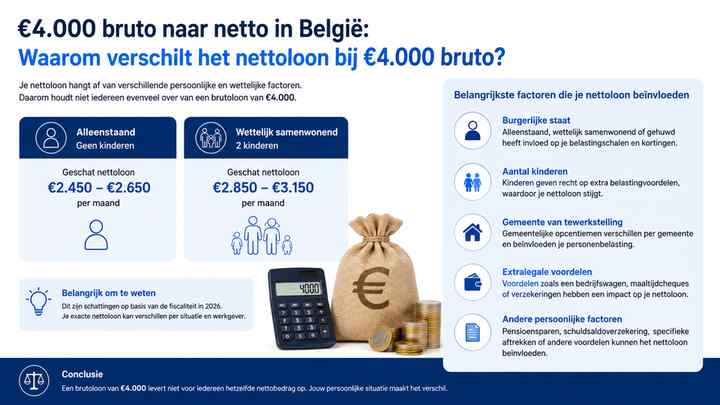 Waarom verschilt het nettoloon bij €4.000 bruto?