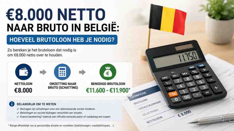 €8.000 netto naar bruto in België: hoeveel brutoloon heb je nodig?